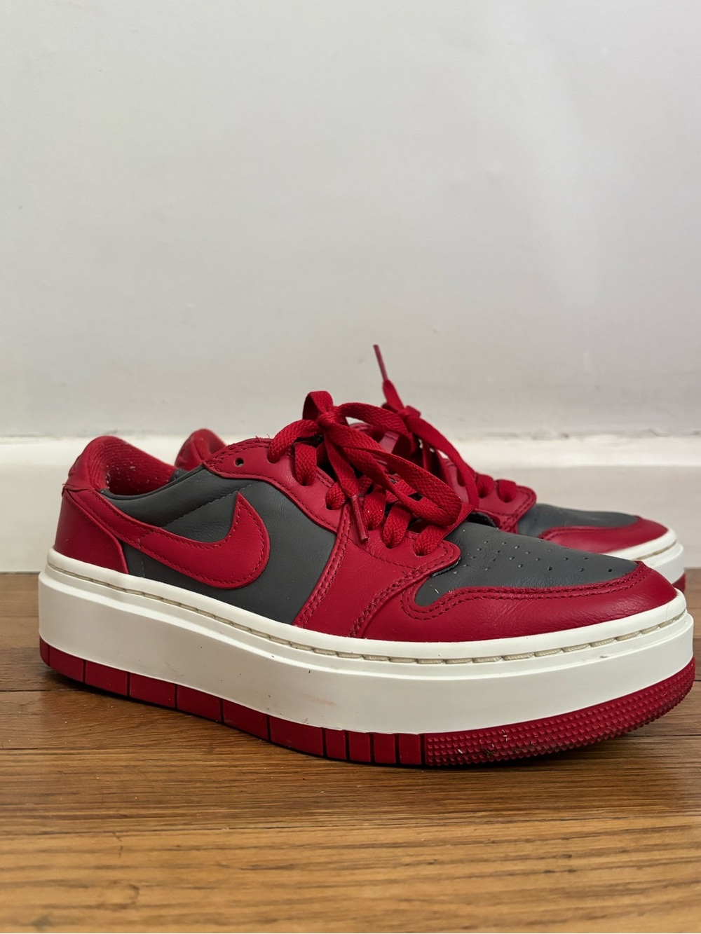 Nike Women’s Platform Sneakers in Red and Gray